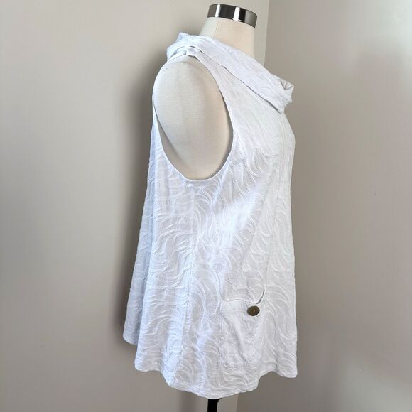 Habitat Blouse Tank Womens Large White Mock Neck Pocket Swirl Tank Top - Picture 4 of 10
